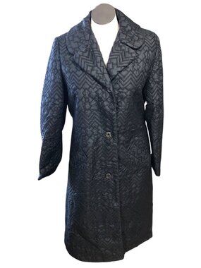 Lanson Coat Black Quilted Womens M Vintage All Weather Belted Back Outerwear